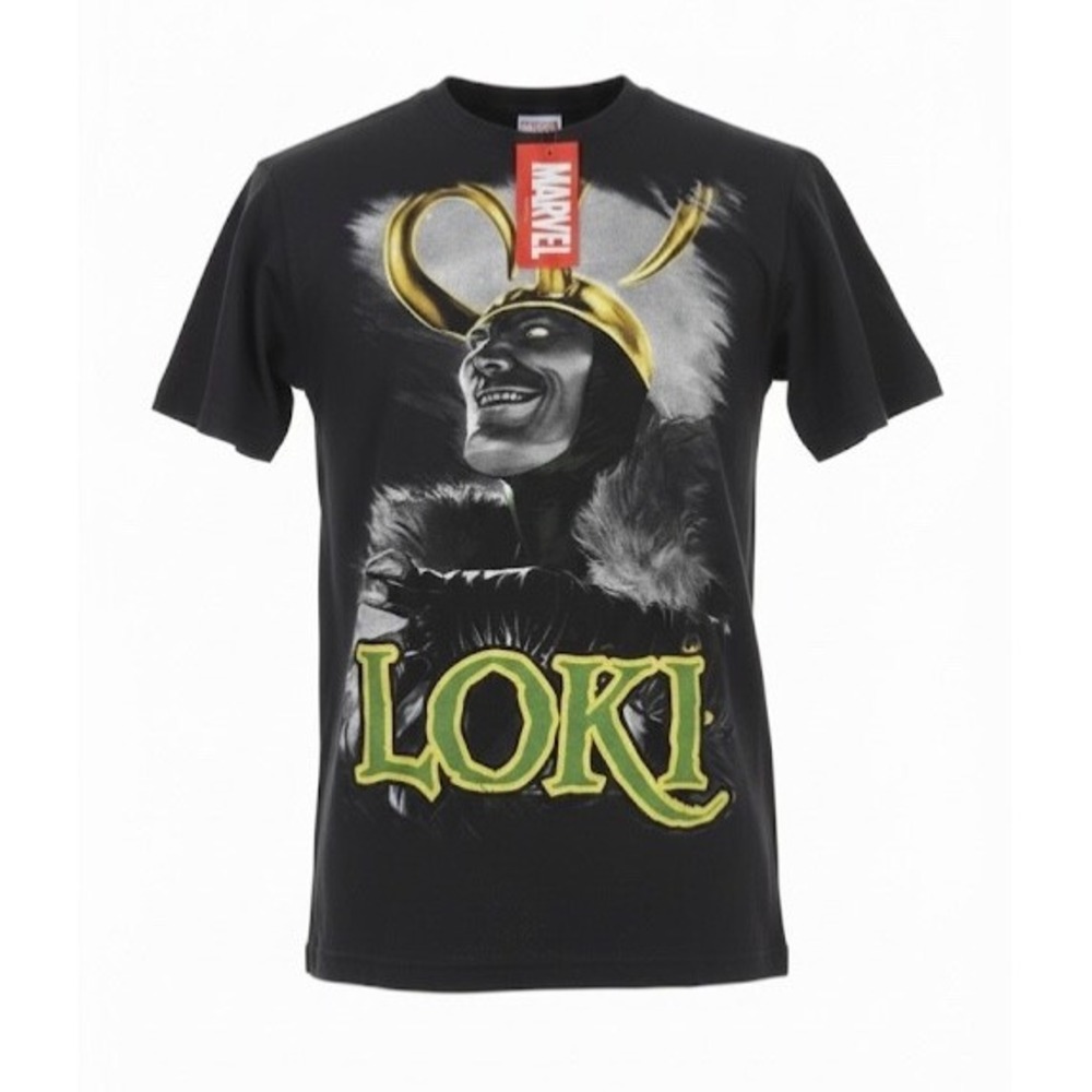 Marvel Loki T-Shirt Black Graphic Tee Villain God‎ of Mischief Menswear